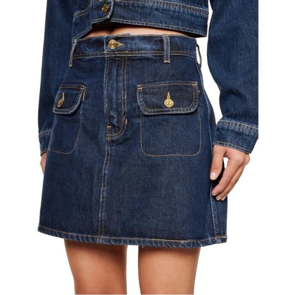 Reformation Elia Patch Pocket Denim Mini Skirt